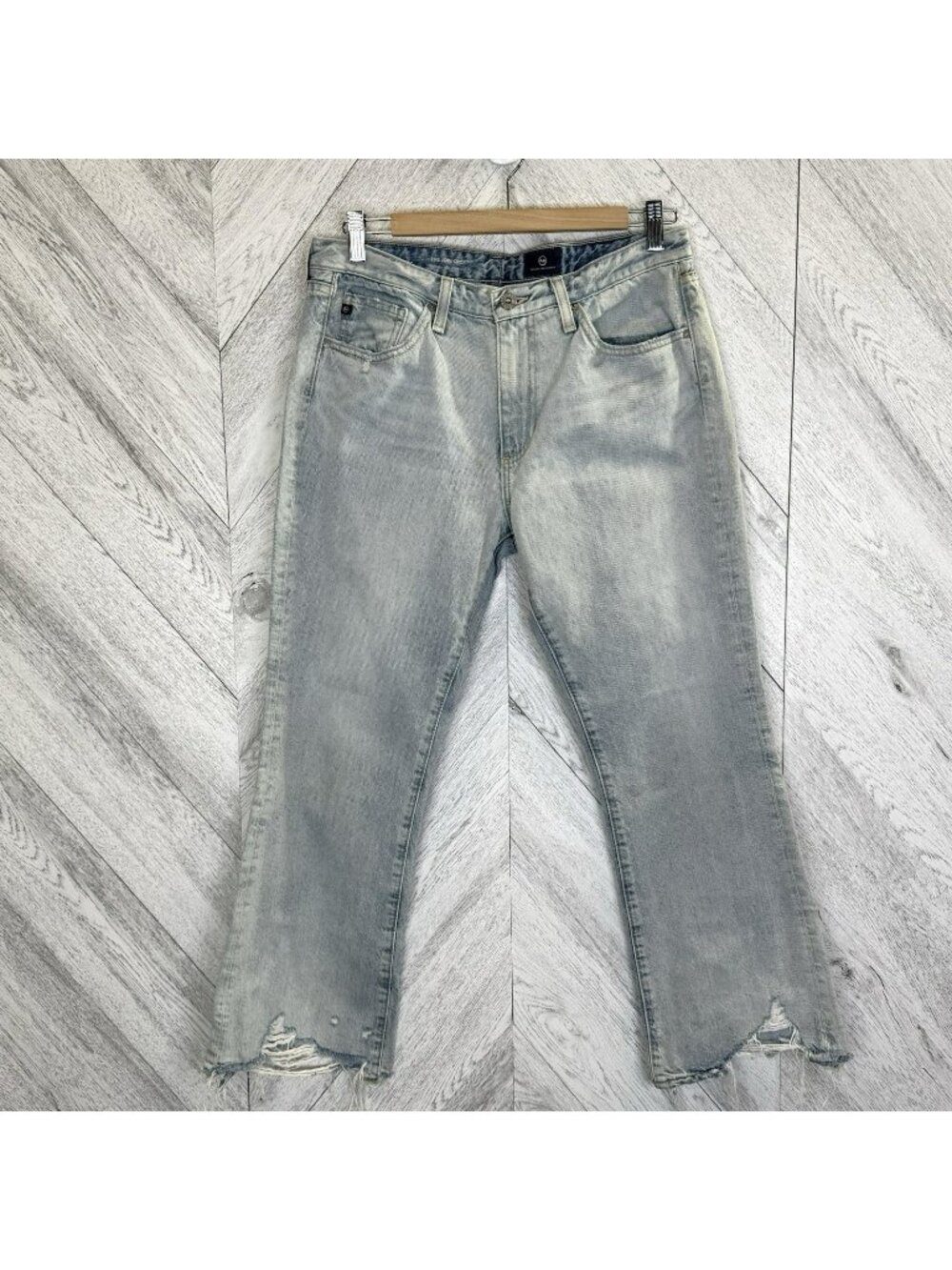 AG Adriano Goldschmied The Jodi Crop High Rise Slim Flare Jeans Raw Hem Size 29
